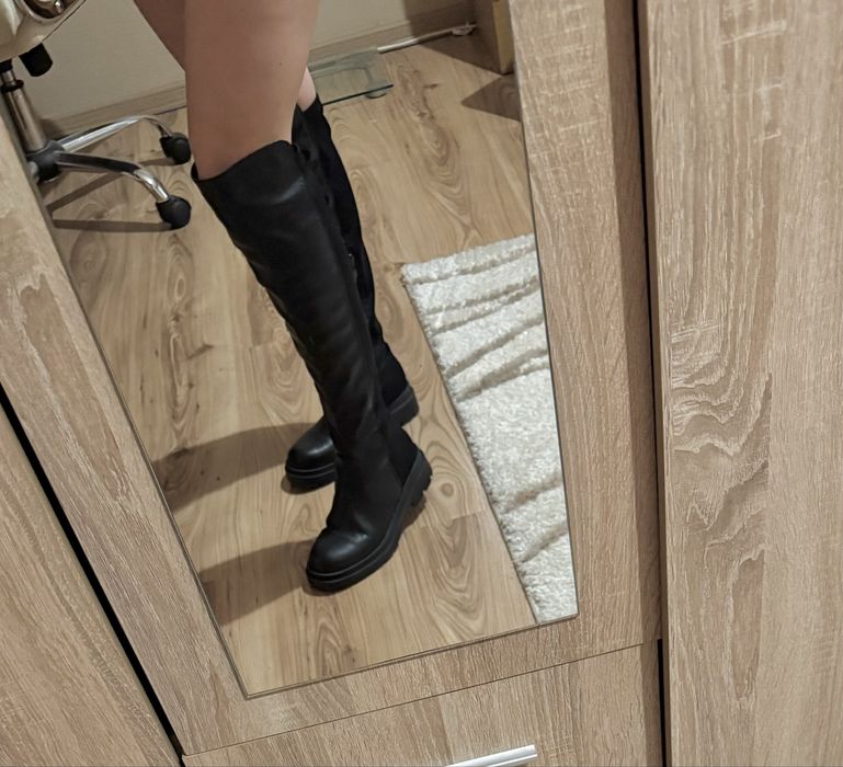 Ботуши до коляното от изкуствена кожа