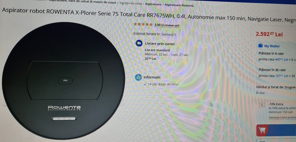 Aspirator Robot Rowenta X-Ploret seria 75 Total Care RR7675WH
