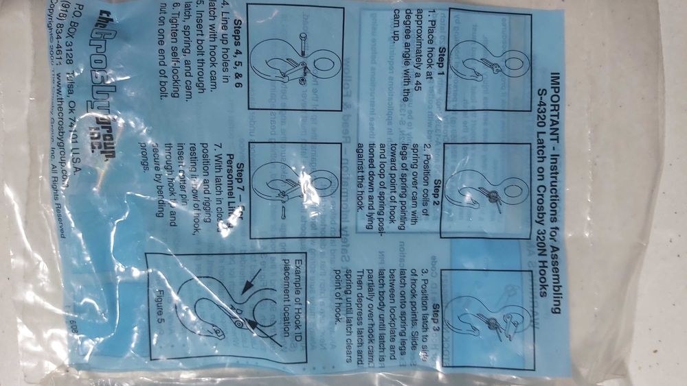 Kit siguranta carlig S-4320 Crosby,  3 modele, originale Made in SUA