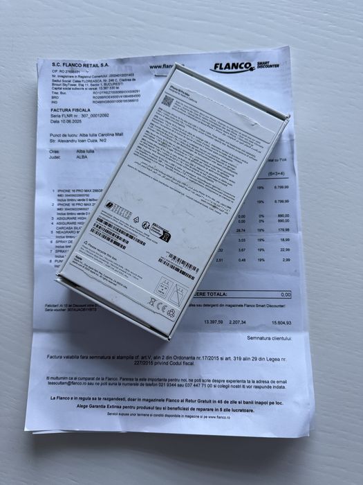 Iphone 16 Pro Max 256GB, Factură și Garanție+ Asigurare 24 Luni!