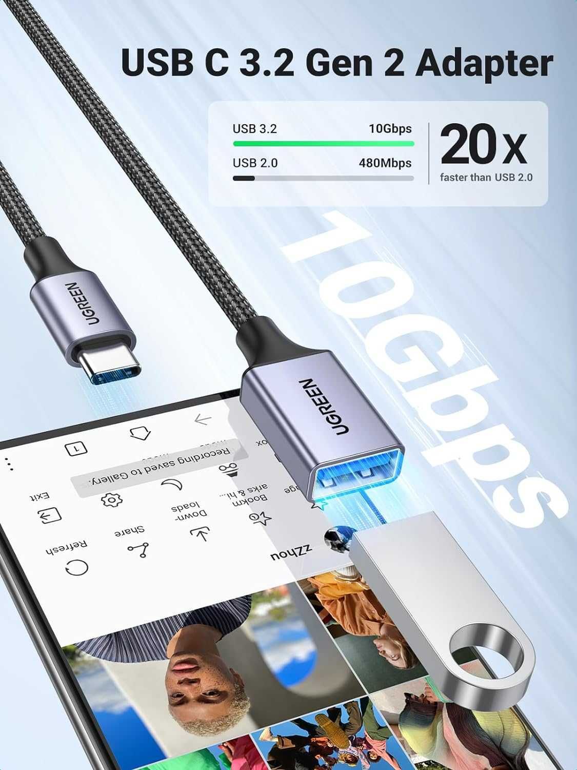 Ugreen USB 3.2 переходник адаптер с USB-A на USB-C