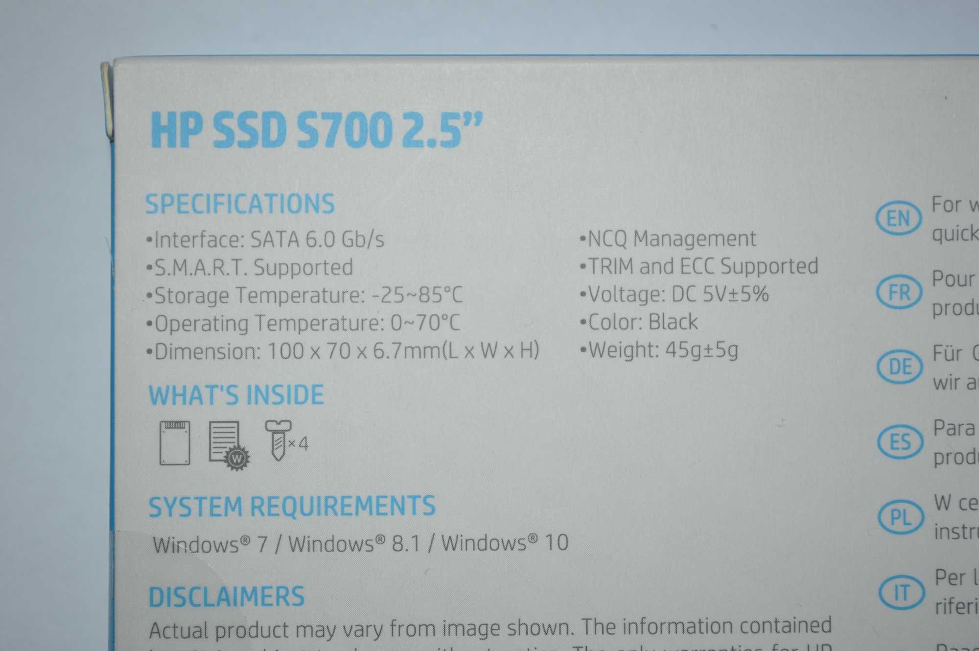 Solid-State Drive [SSD] HP S700, 1TB 2,5", SATA 3