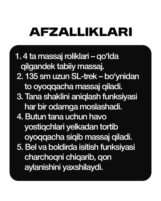 Biznes uchun massajni kreslolar