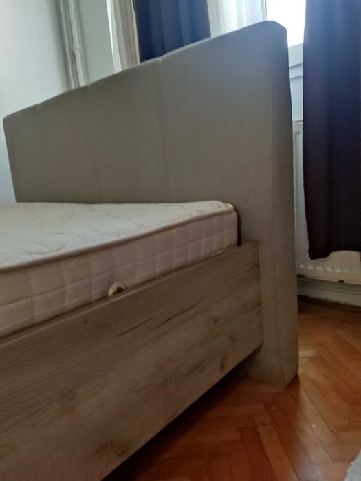 Pat 140 / 200 tapițat gri textil