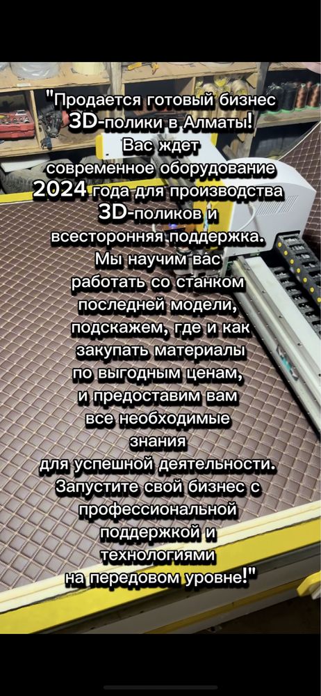 Готовый бизнес  3D - полики производство