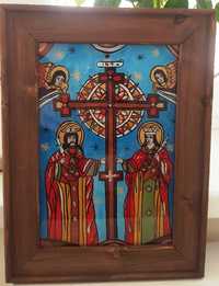 Sfinţii Constantin şi Elena-Icoană pictată pe sticlă