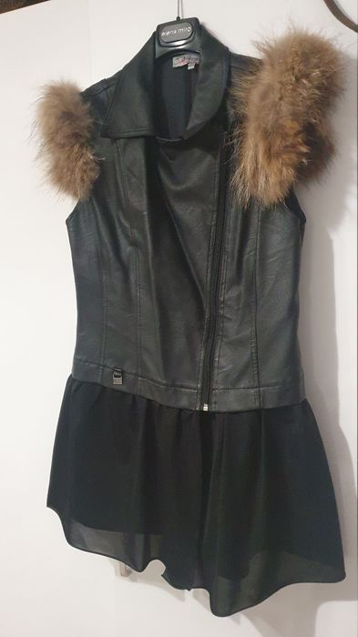 Кожен елек Nazaro с пух