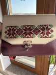 Geanta piele naturala  hand made designer bordeaux si crem