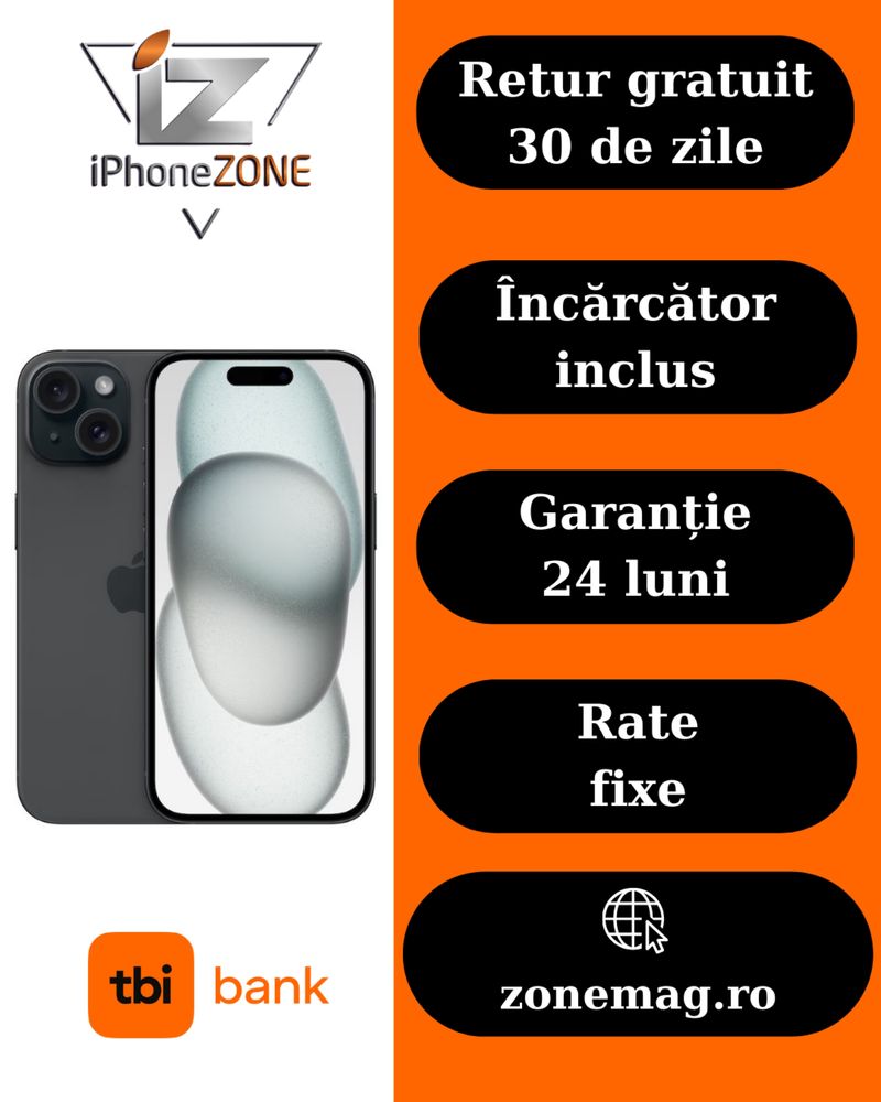 Iphone 15 128GB 98% Grad Garantie 24 Luni - zonemag.ro