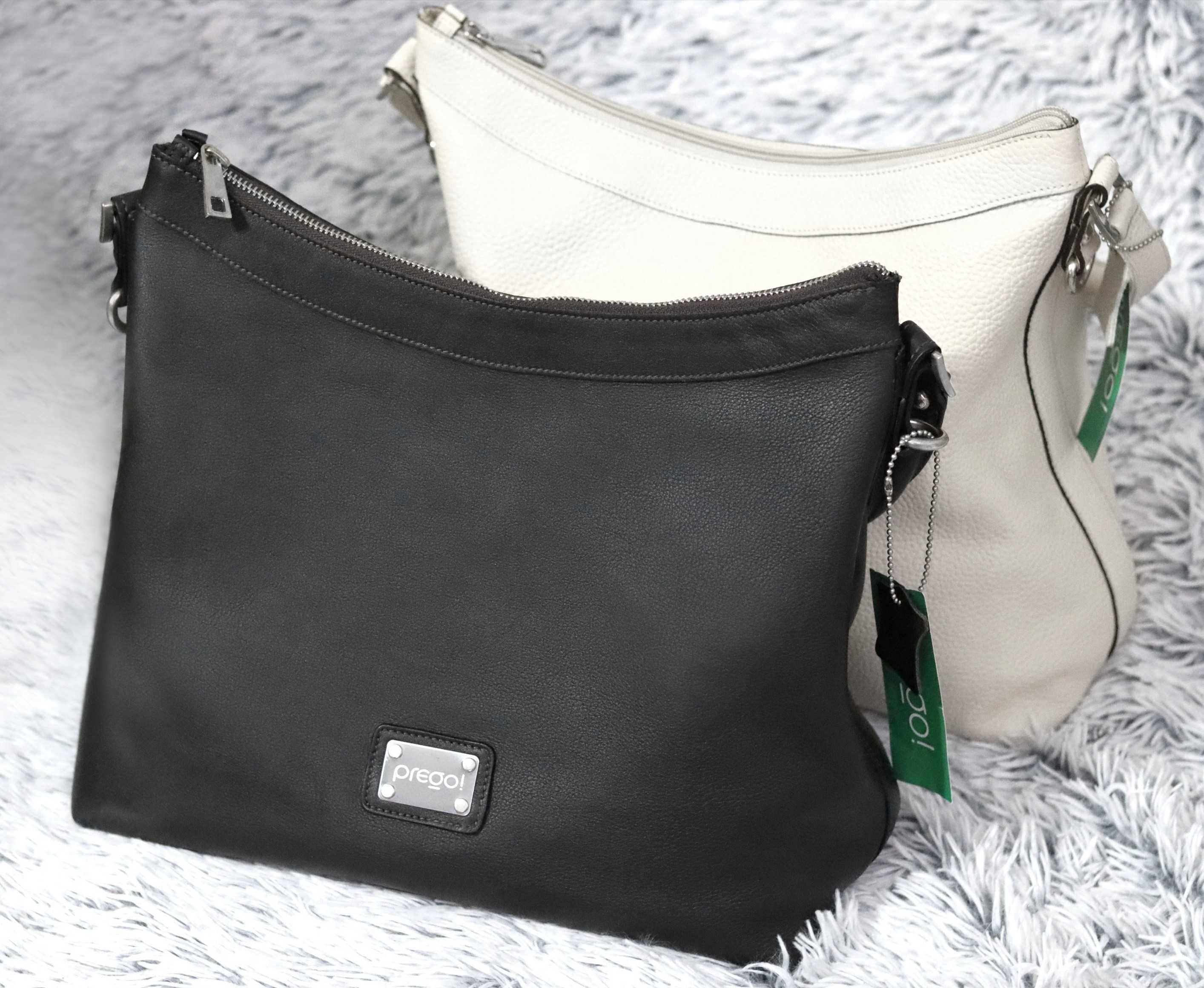 Geanta Prego piele naturala alba, de umar, crossbody, femei, dama,noua