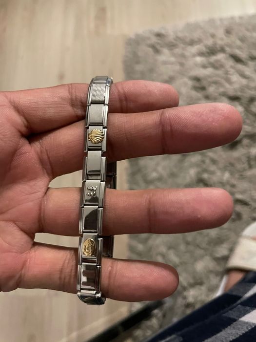 Bratara inox elastica originala ,italieneasca Firenze cu aur de 18K un