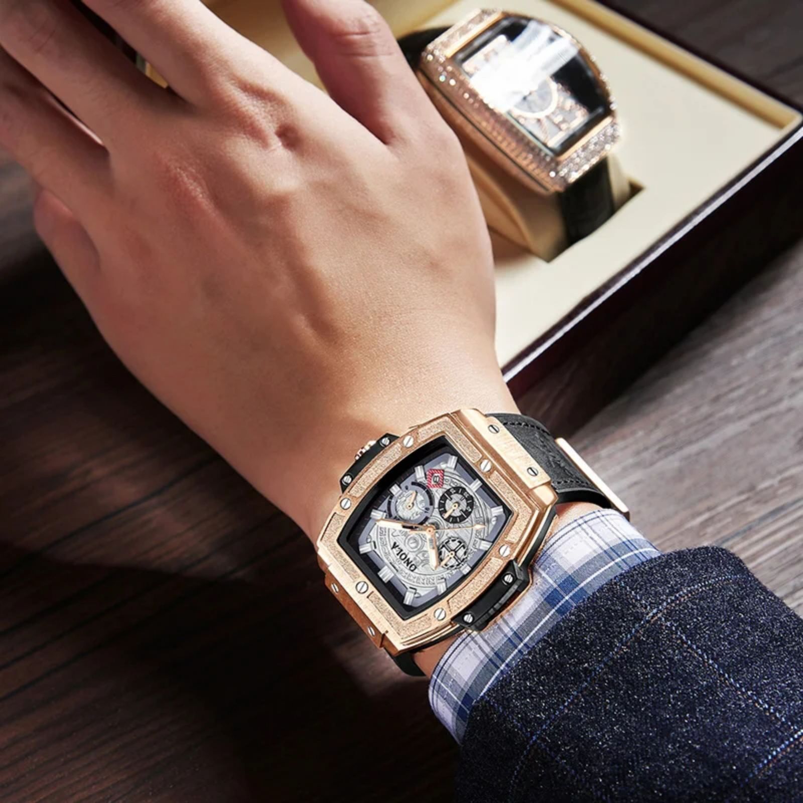 Мъжки часовник ONOLA, елегантен часовник с дата, час, хронограф