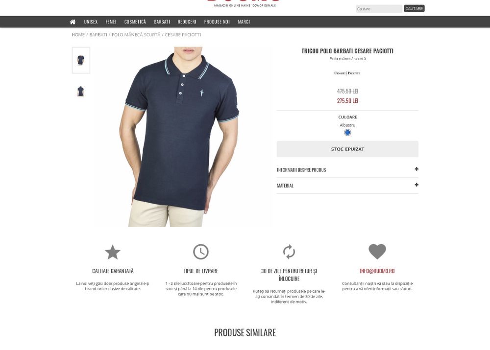 Tricou Cesare Paciotti model polo tricotat pique marime M