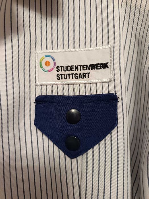 Halat medical alb cu dungi, mărimea M, bumbac, în stare foarte bună