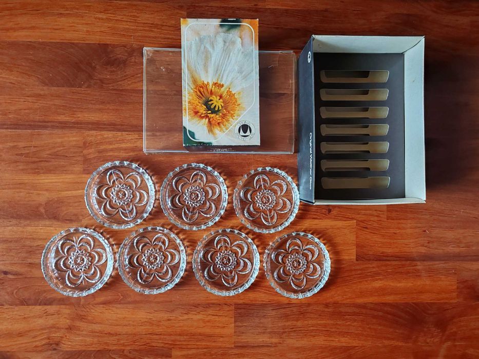 vand coaster suport pahare de sticla cristal ( anii 1980 )