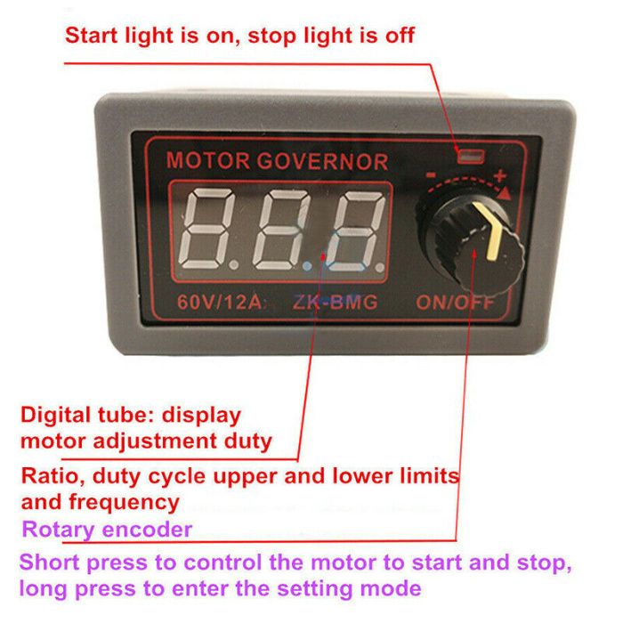 PWM DC 9-60V 12A putere 500W. Variator regulator de turatie! Nou!
