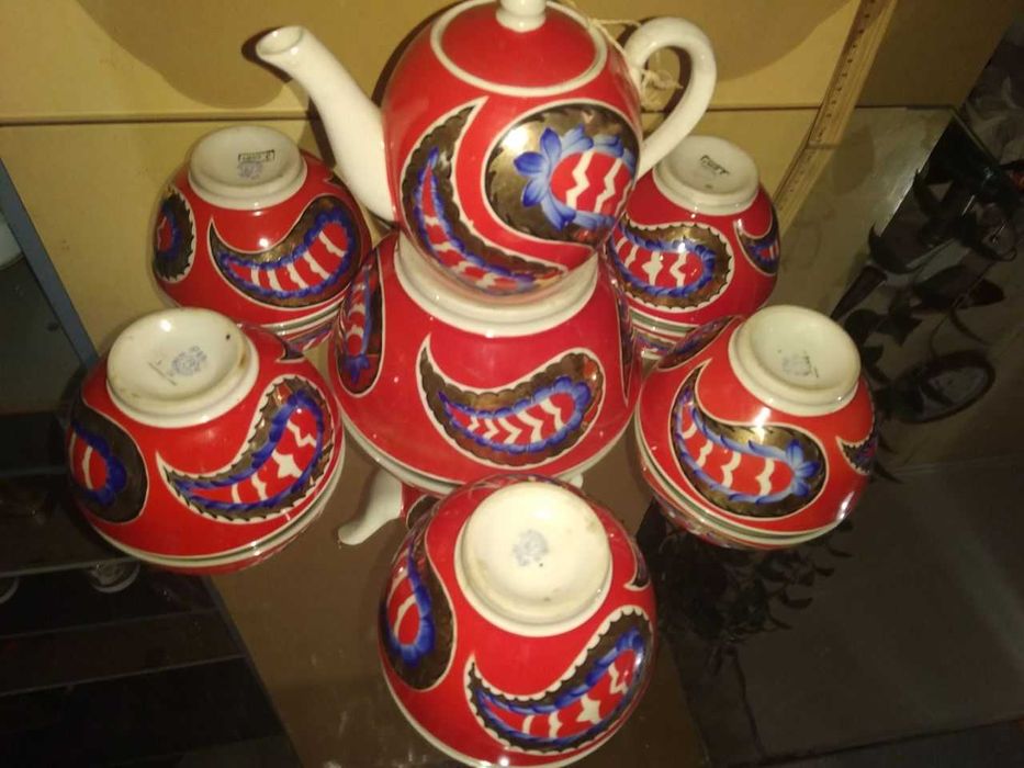 Чайный набор СССР Каламбур красного цвета Редкий