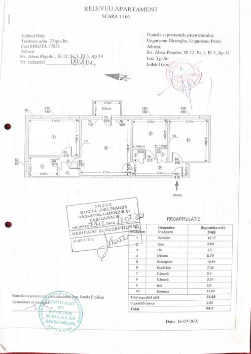 Apartament Luminos, 3 Camere + Balcon, 65 mp – Ideal pentru Familie!