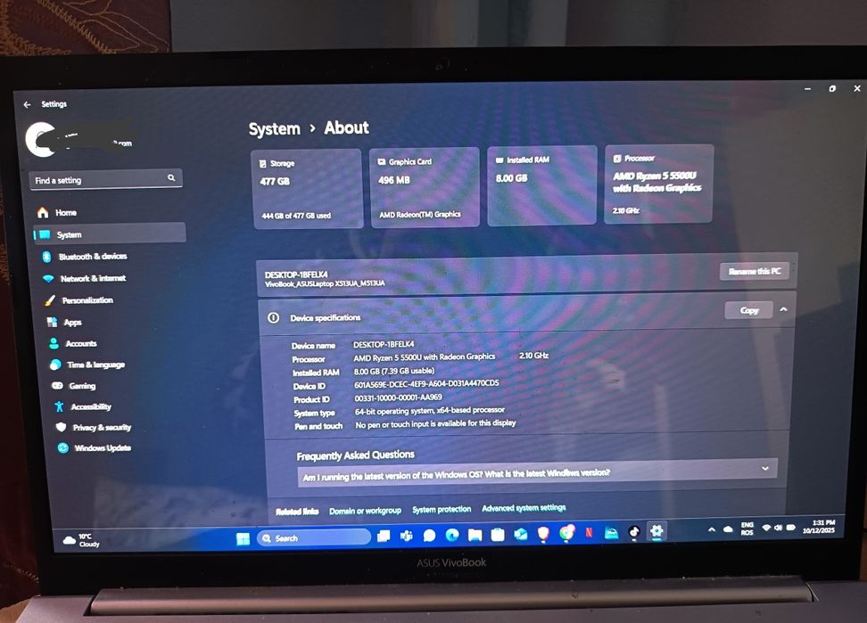 Laptop asus vivobook 15 Oled