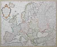 Harta veche a Europei tiparita in anul 1789