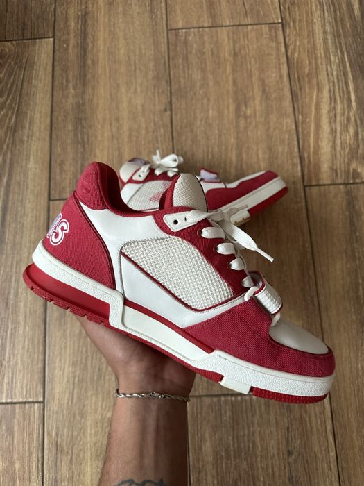 louis vuitton strap trainer red