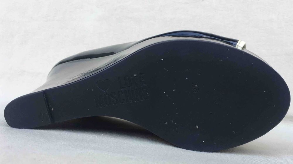 Love MOSCHINO Sandale Platforma Piele Negru Ivory Original Italia