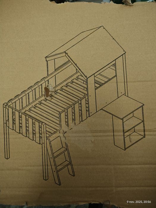 Pat copil cu birou glisabil