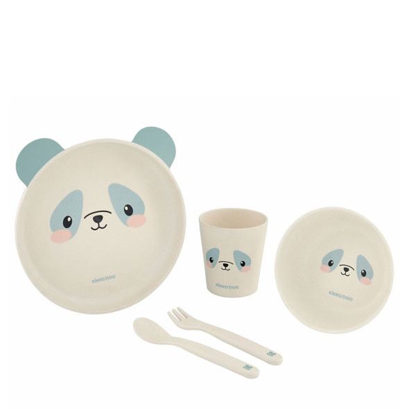 Комплект за хранене от бамбук KikkaBoo - Panda, син