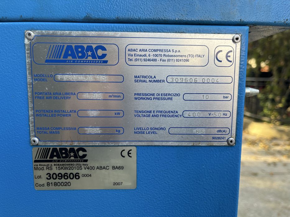 Винтов компресор ABAC Formula 15kw