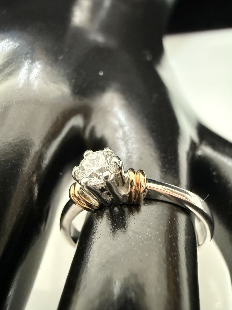 Inel Logodna Aur 18k cu Diamant Natural 0,18 k certificat