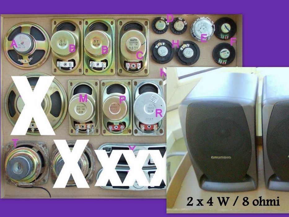 Boxe 4W/8 ohmi Grundig Difuzor 1W 3W 4W 5W 6W/4ohmi 0,25W ferita