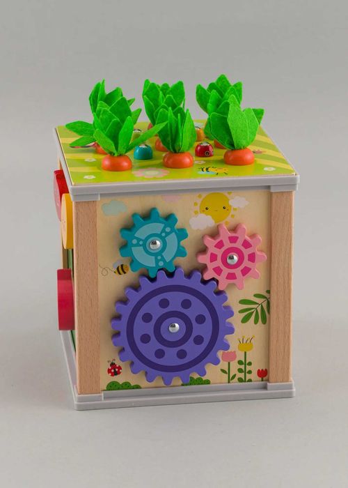 Дървено игрално кубче Монтесори