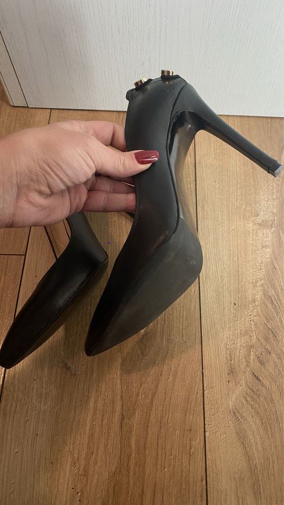 Pantofi Stiletto Left and Right din piele- Negri, NOI ,Toc 12 cm