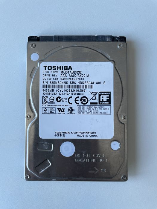 Toshiba 320GB 5400RPM SATA 3Gb/s 8MB Cache 2.5-Inch Hard Drive