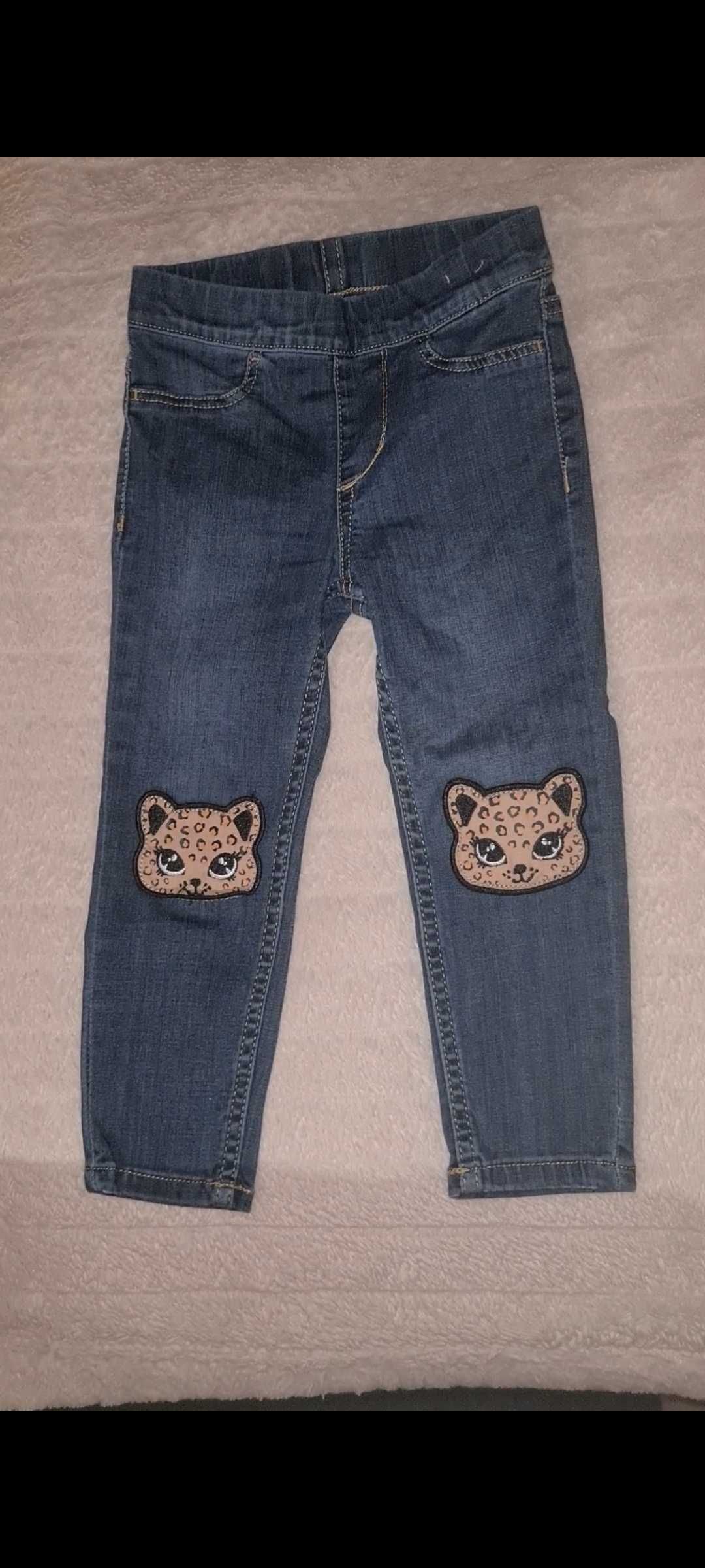 Pantaloni blugi jeans subtiri fata H&M albastri cu pisici 2/3 ani noi