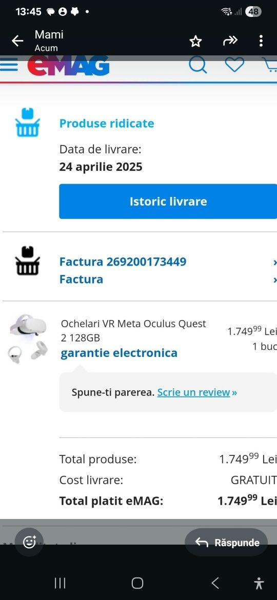 Ochelari VR Meta Oculus Quest 2