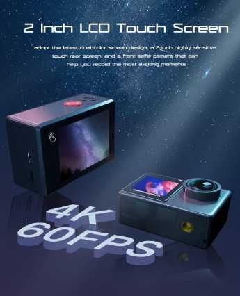 Екшън камера Apexcam X80, 24MP, 4K, EIS сензорен екран