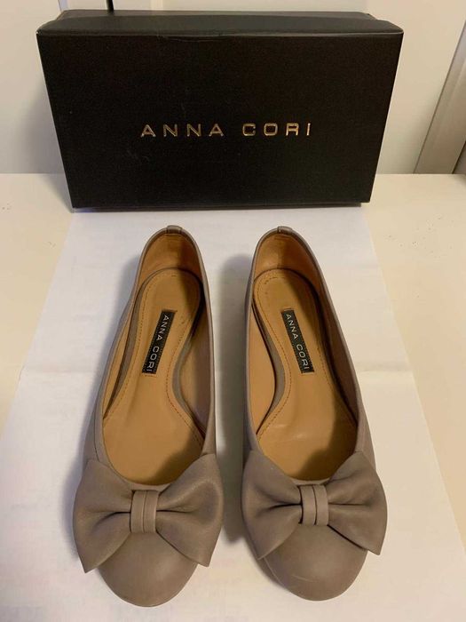 Balerini piele naturala Anna Cori, marime 37, bej taupe