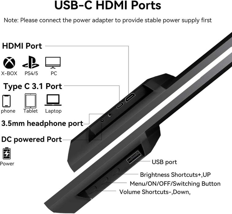 Monitor Portabil Touchscreen de 23.8'' 1080P