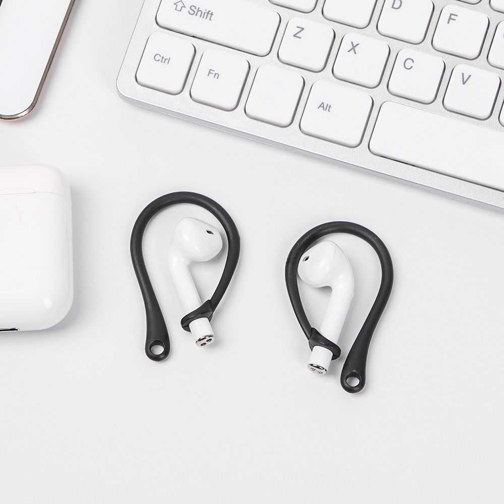 Suport anticadere negru din silicon pentru casti Airpods si altele