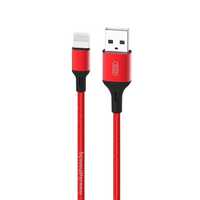 Кабел USB - Lightning, XO, 2A, 1m/червен и черен