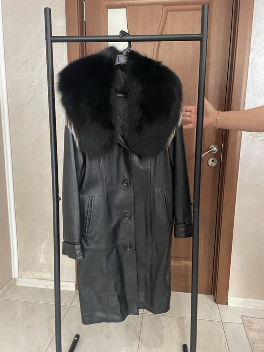 Палто от естественна кожа и естествен пух