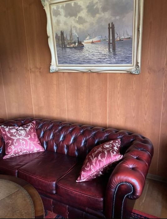 Честърфийлд диван естествена кожа chesterfield Бордо