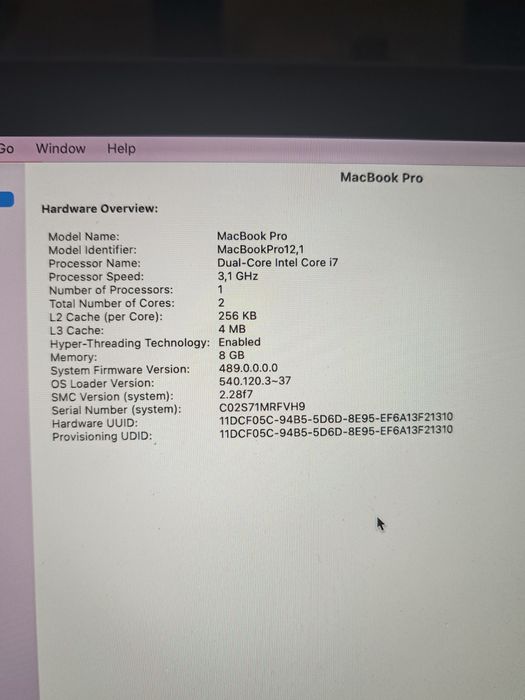 Macbook pro 13" Early 2015 I7