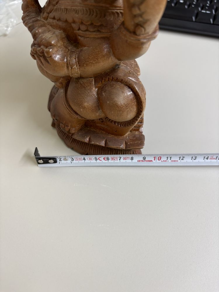 Ръчно изработена будистка дървена статуя на Ганеша – 18x14x10 см