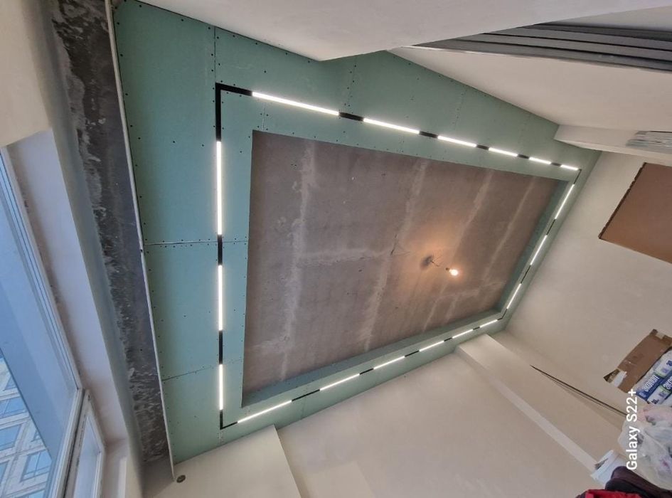 Монтаж гипсокартона  потолок и стены