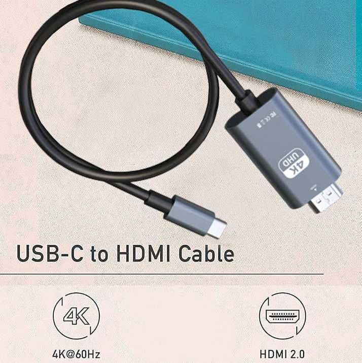 Cablu USB-C HDMI, 4K 60Hz, 1.8 m, USB Type-C la HDMI