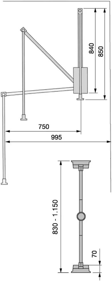 Emuca lift,suport umerase rabatabil 830-1150mm