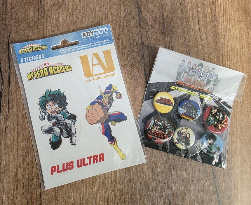 Лот My Hero Academia - фигурка, стикери, значки, подложка за мишка