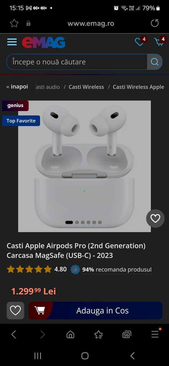 Casti Apple Airpods Pro(2nd generation)